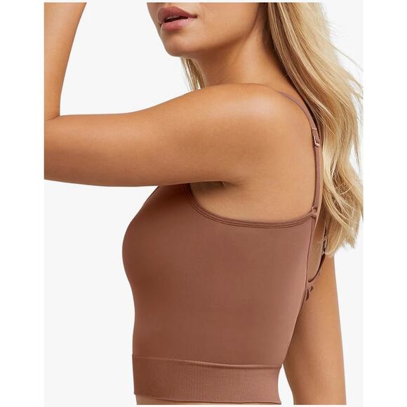 Brand New Maidenform Women's Large Cocoa Brown Seamless Smoothing Cropped Cami - Picture 3 of 5